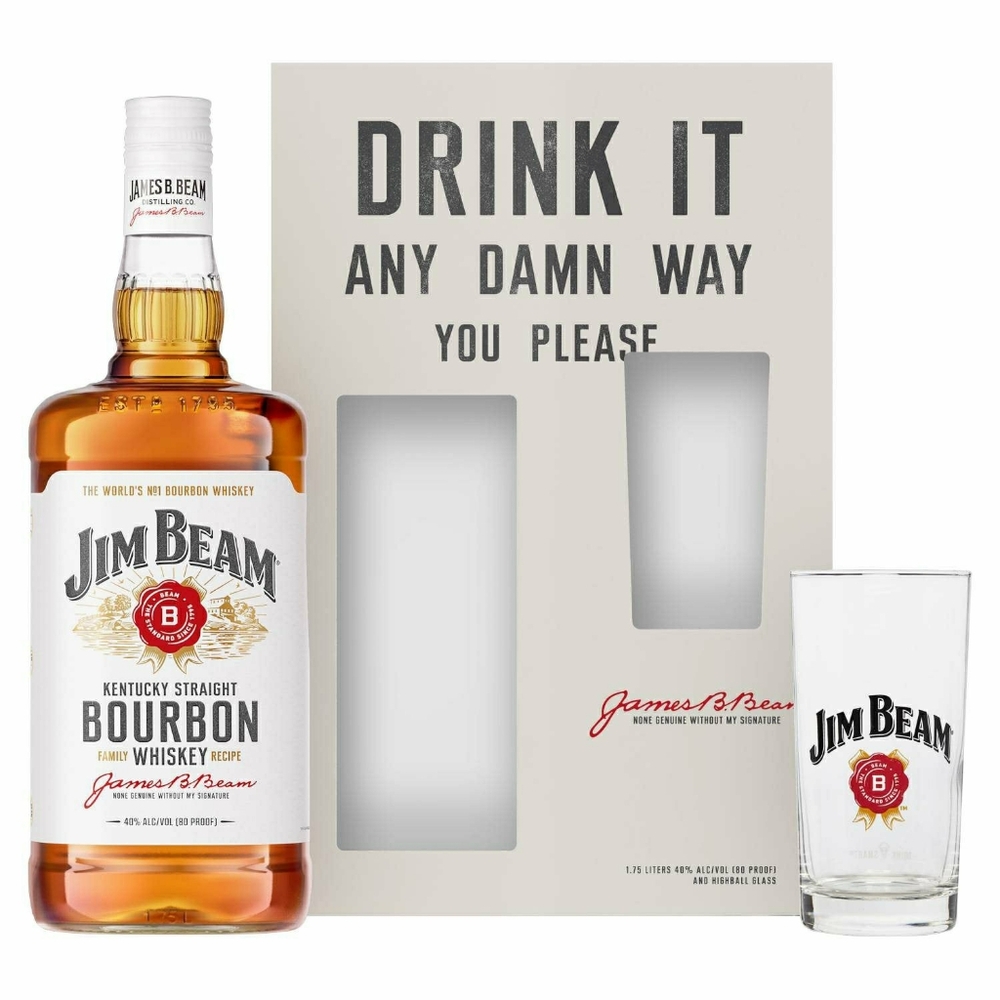 Jim Beam Bourbon Whiskey gift set Highball Glass